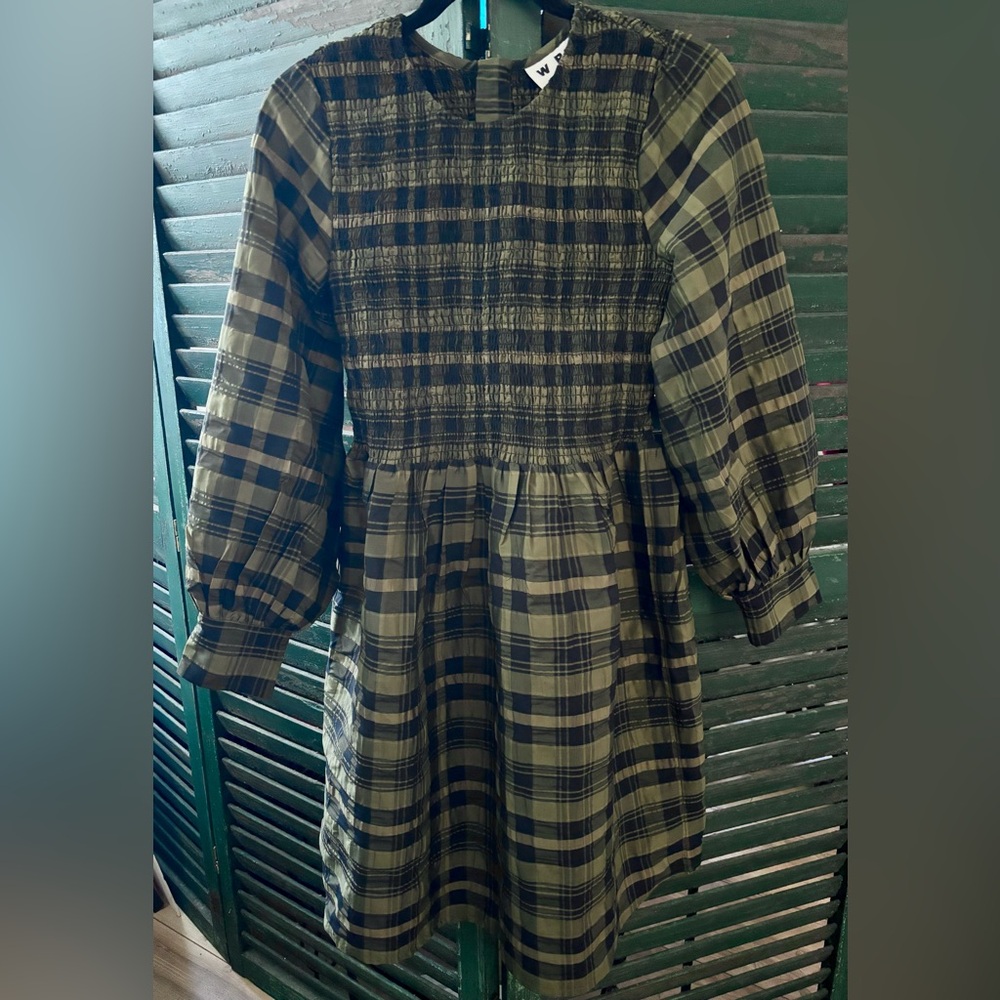WRAY Lana Dress in Green Weave NEW size M